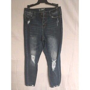 No Boundaries NOBO High Rise Skinny Ripped Jeans  Button Fly Junior Size 9